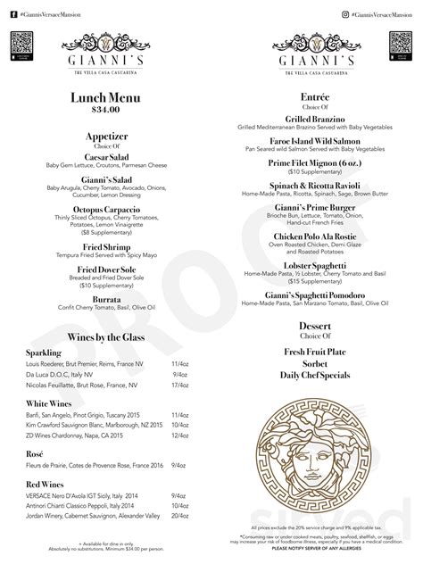 ristorante versace miami menu|versace mansion miami reservations.